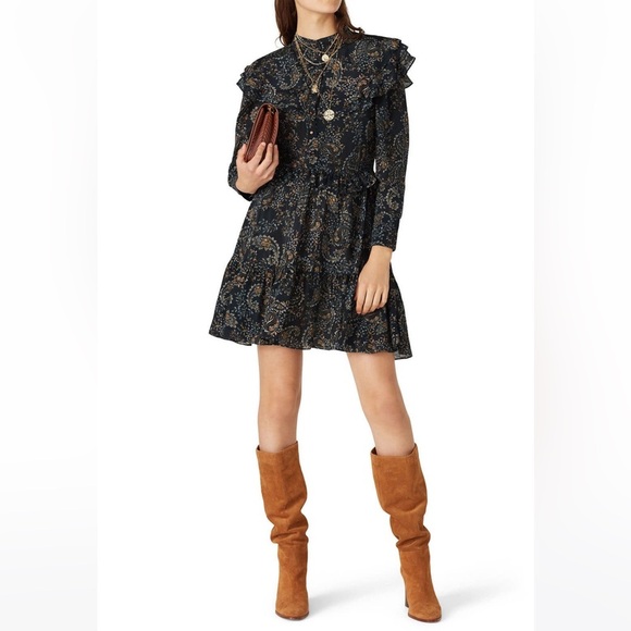 Nicholas Paisley Elsie Dress Black Boho Print - Picture 1 of 14
